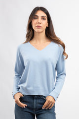 Pullover aus Kaschmirwolle mit V-Ausschnitt Hellblau