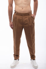 Hose mit Bundfalten, Cuoio
