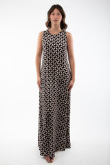 Zweifarbiges geometrisches Maxikleid